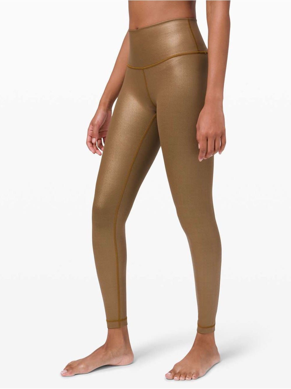 Lululemon Wunder Under High Rise Foil Gold Metallic Leggings 10